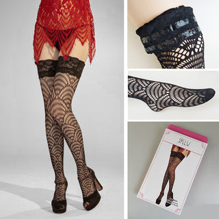 European and American Style Sexy Long Jacquard Socks Fishnet High Mesh Stockings