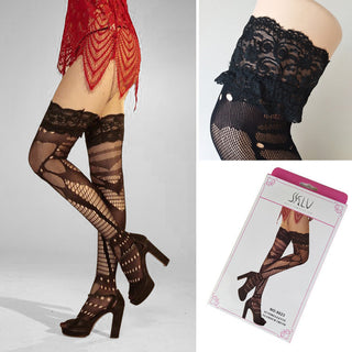 European and American Style Sexy Long Jacquard Socks Fishnet High Mesh Stockings