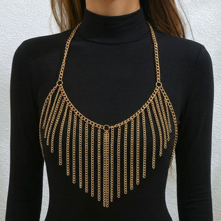 Sexy Heart Tassel Metal Body Chain Jewelry for Women