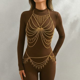 Sexy Hollow Out Metal Body Chain Set Fashion Accessory Jewelry