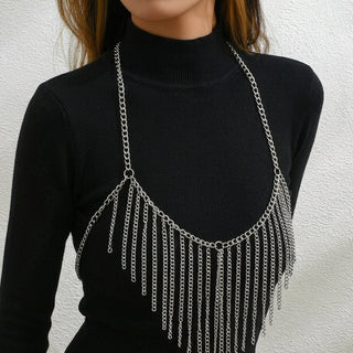 Sexy Heart Tassel Metal Body Chain Jewelry for Women