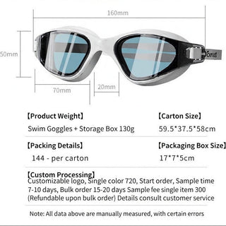 Adult Anti-Fog Waterproof Swimming Goggles with Silicone Cap and Earplugs