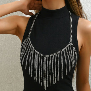Sexy Heart Tassel Metal Body Chain Jewelry for Women