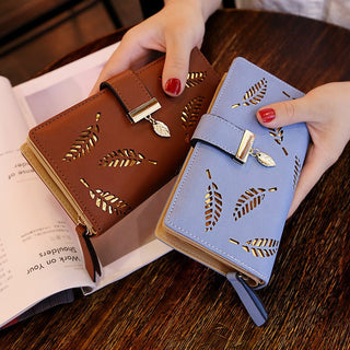 Korean Version Hollow Leaf Zipper Buckle Style Long Women's Wallet