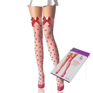 Beileisi Cute Big Red Bow Heart Print Stockings High Stockings