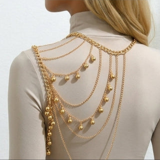 Sexy Multi Layer Gold Tassel Shoulder Body Chain Jewelry - Gold Edition