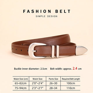 Women's Genuine Leather Geometric Pin Buckle Belt