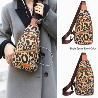 Leopard Print PU Leather Women's Chest Bag - Zipper Series
