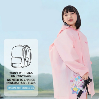 Kids Rain Poncho with Hidden Backpack Compartment for School