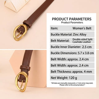 Women's Genuine Leather Geometric Pin Buckle Belt