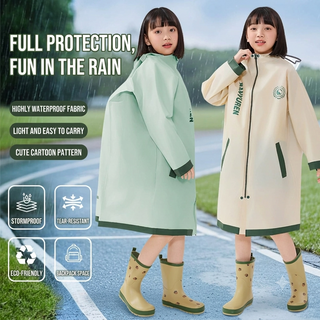 Children's Thickened Waterproof Rain Poncho Maxi Length Backpack Cover