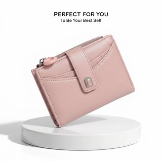 Slim Multi-Slot Card Holder Wallet with Secure Zipper Pocket - Midnight