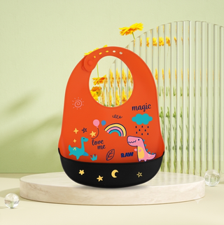 Cute Designed High Quality Silicon Bibs For Children With Food Pocket