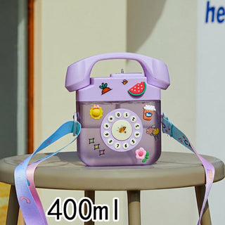 Creative Telephone Water Cup 400ml PC Plastic With Straw Kit