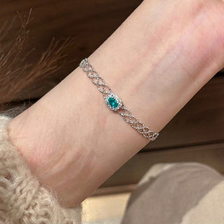 Retro Square Zirconium Geometric Pendant Copper Bracelet Luxury Style