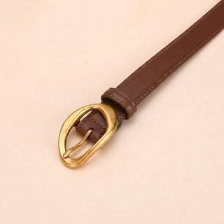 Women's Genuine Leather Geometric Pin Buckle Belt