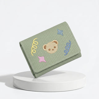 Cute Bear Flagged Student's and Women's Trifold Wallet