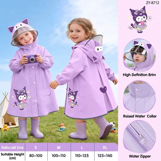 Kids EVA Full-Body Rain Poncho Cute Dinosaur