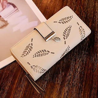 Korean Version Hollow Leaf Zipper Buckle Style Long Women's Wallet