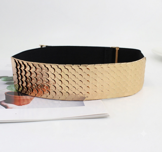 Decorative Fashionable Fish Scale Pattern Women's Metallic Adjustable Belt