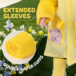 Kids Cartoon Raincoat Waterproof Hooded Poncho With Reflective Strips