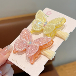 Korean Style 2Pair Set Cute Hair Ornament Super Fairy Butterfly Design Elastic Hairband
