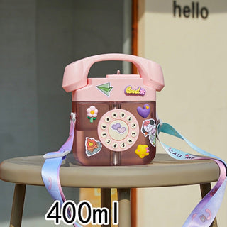 Creative Telephone Water Cup 400ml PC Plastic With Straw Kit