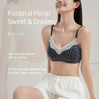 Seamless Wireless Push Up Bra Breathable French Lace Bralette