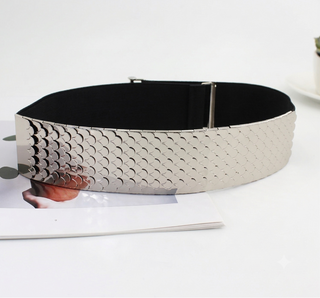Decorative Fashionable Fish Scale Pattern Women's Metallic Adjustable Belt