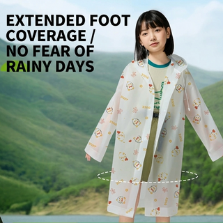 Children's All-Print EVA Raincoat Reusable Stormproof Travel Poncho Yellow Orange