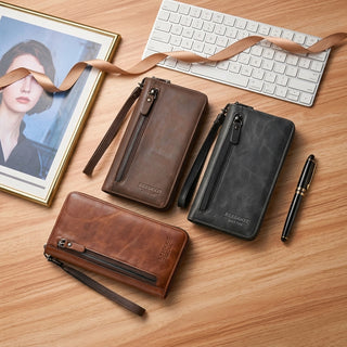 Men's Long Zipper Multi-Card Slot Wallet