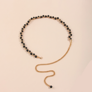 Exotic Pearl Inlaid Chain Style Adjustable Waist Belt for Women