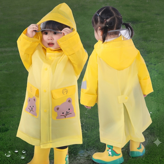 Kids Cartoon Raincoat Waterproof Hooded Poncho With Reflective Strips