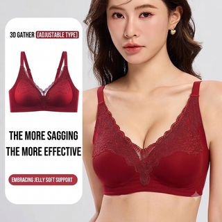 Red Wireless Push Up Bra Festive Soft Support Wedding Lingerie Crimson
