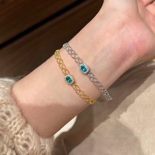 Retro Square Zirconium Geometric Pendant Copper Bracelet Luxury Style