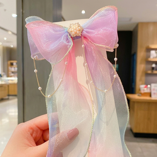 Children's Cute little Girl Rainbow Bow Braided Hairpins