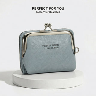 Women's Double Compartment Compact Clutch Style Coin Purse Wallet
