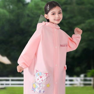 Kids Rain Poncho with Hidden Backpack Compartment for School