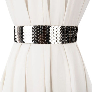 Decorative Fashionable Fish Scale Pattern Women's Metallic Adjustable Belt