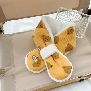 Cute Bear Printed Plus Soft and Warm Children's Muffler