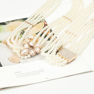 Pearl Diamond Flower Style Waist Chain Dress Decoration Belt For Women