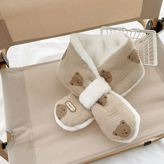 Cute Bear Printed Plus Soft and Warm Children's Muffler
