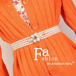 Pearl Diamond Flower Style Waist Chain Dress Decoration Belt For Women