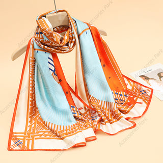 Korean style elegant ladies thin holiday Satin silk scarf