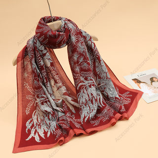 Bold Red Premium Cotton and Linen Scarf