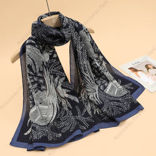 Elegant Blue Premium Cotton and Linen Scarf