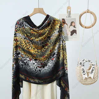 Women's Multicolor Leopard Printed Comfortable Satin Silk Scarf