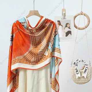 Korean style elegant ladies thin holiday Satin silk scarf