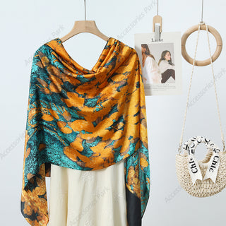 Colorful & Elegant Design Printed Women's Satin Silk Scarf