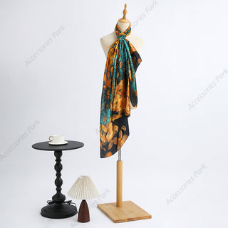 Colorful & Elegant Design Printed Women's Satin Silk Scarf